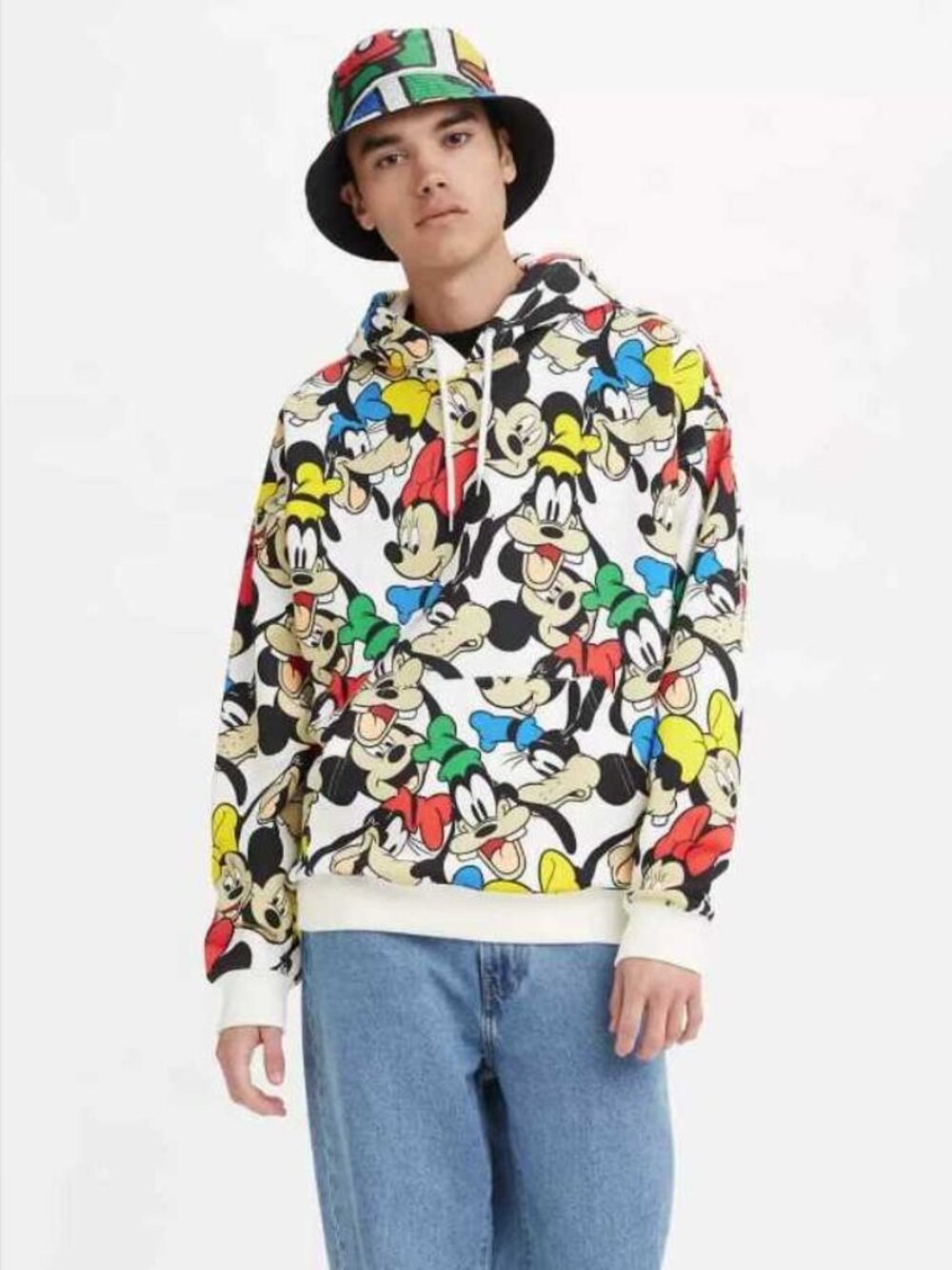 New L Levi's x Disney colab Mickey Mouse all over hoodie